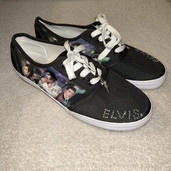 Vintage Bradford Exchage 1990 Elvis Presley Canvas Sneaker Shoes - Picture 1 of 8